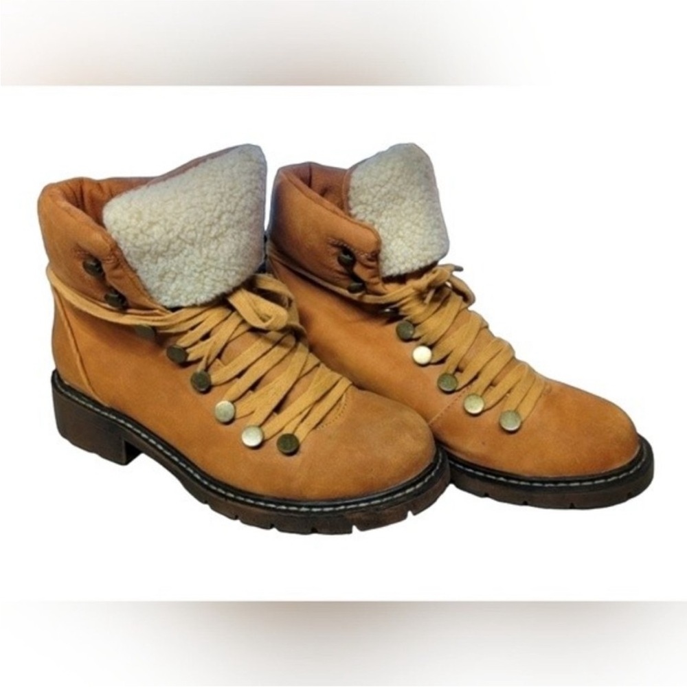 Rampage Sangria Faux Fur Suede Combat Boots